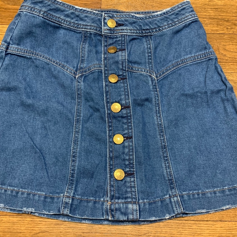 American Eagle Outfitters Blue Button-Up A-Line Skirt